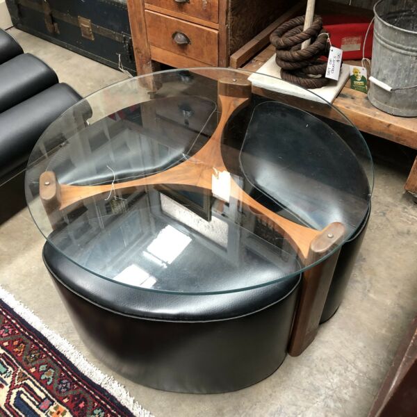 Mid Century TH Brown Fondu table & Stools