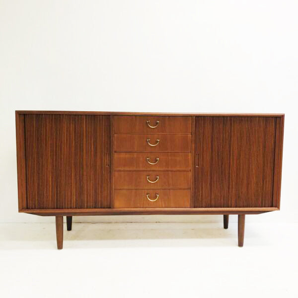 Tambour Door Mid Century Professionally Restored Danish Sideboard