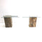 Travertine and Glass Cantilevered Side Tables