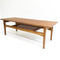 Vintage Mid Century Coffee Table With Rattan Shelf