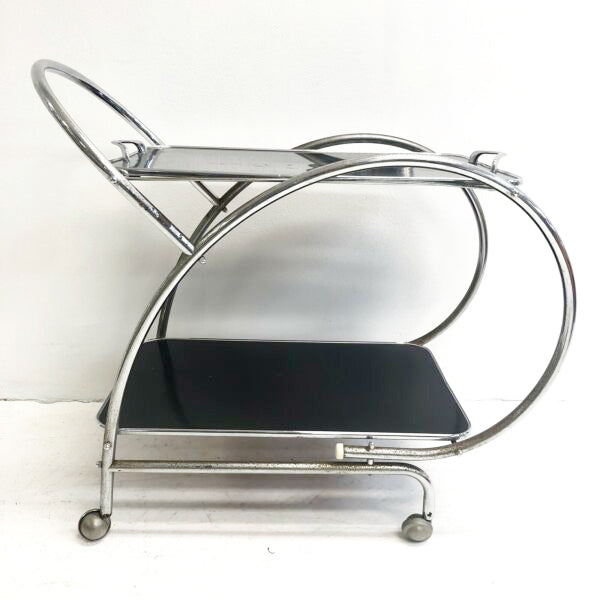 Vintage Mid Century Deco Drinks Trolley Bar Cart