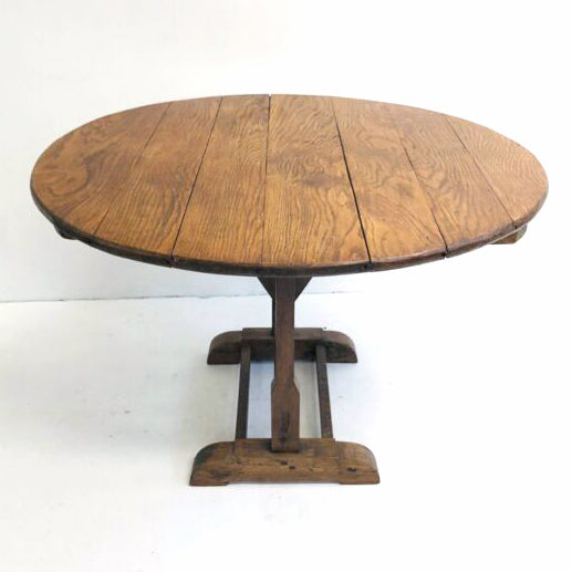 Vintage Round French Vigneron Tilt Top Wine Tasting Table