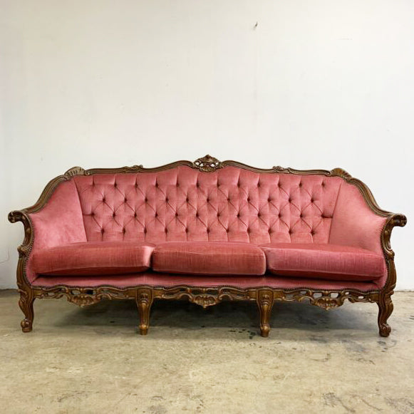 Vintage Watermelon Pink Italian Sofa
