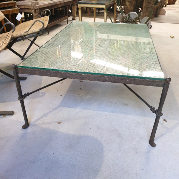 Wrought Iron and Rattan Coffee Table by Ched Berenguer-Topacio