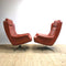 Mid Century Danish Burnt Orange Leather Swivel Armchairs