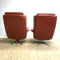 Mid Century Danish Burnt Orange Leather Swivel Armchairs