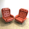 Mid Century Danish Burnt Orange Leather Swivel Armchairs