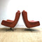 Mid Century Danish Burnt Orange Leather Swivel Armchairs