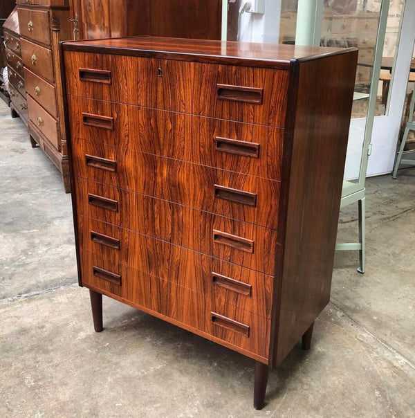 Mid Century Danish Brazilian Rosewood Tallboy Chest of Drawers