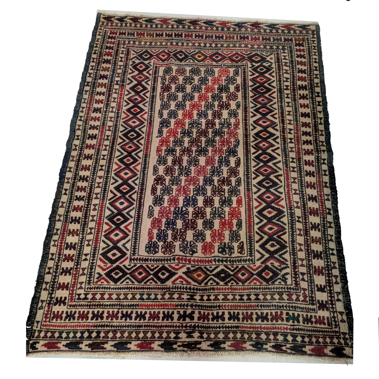 Vintage Hand Knotted Cotton Kilim with Woollen Embroidery The Design Ark Antiques Kingsford Sydney