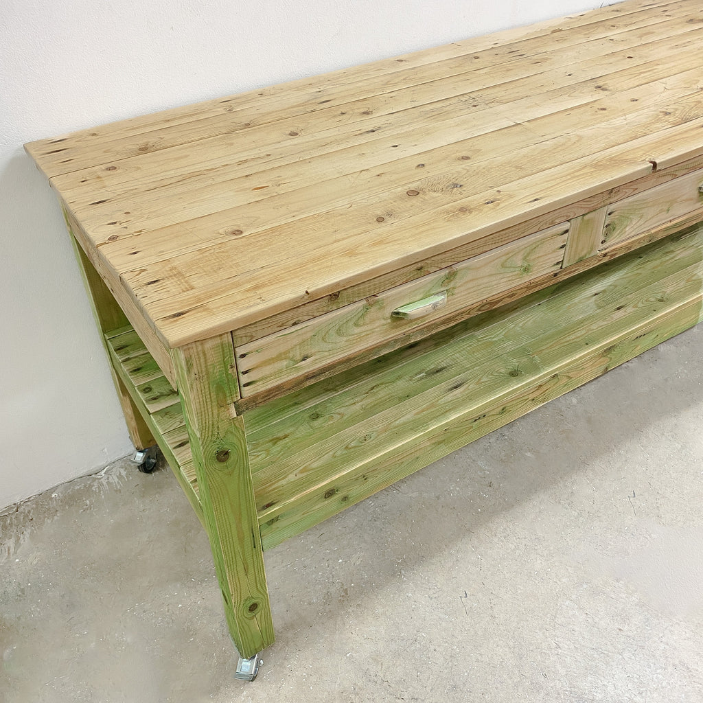 Rustic Baltic Pine 3 Drawer Kitchen Or Work Bench