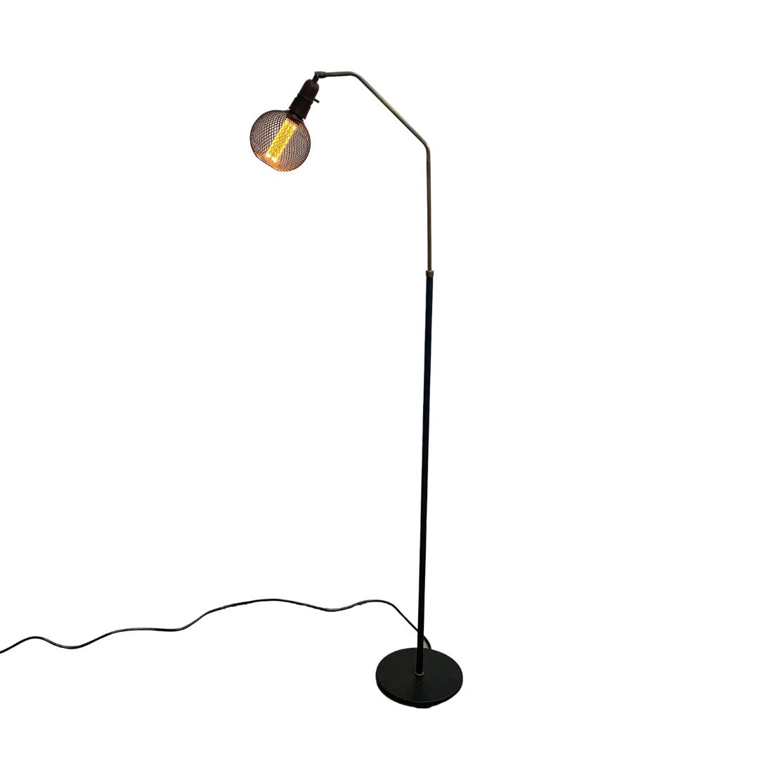 1950's Danish Standard Lamp With Grooved Brass Riser Original Bakelite Fittings