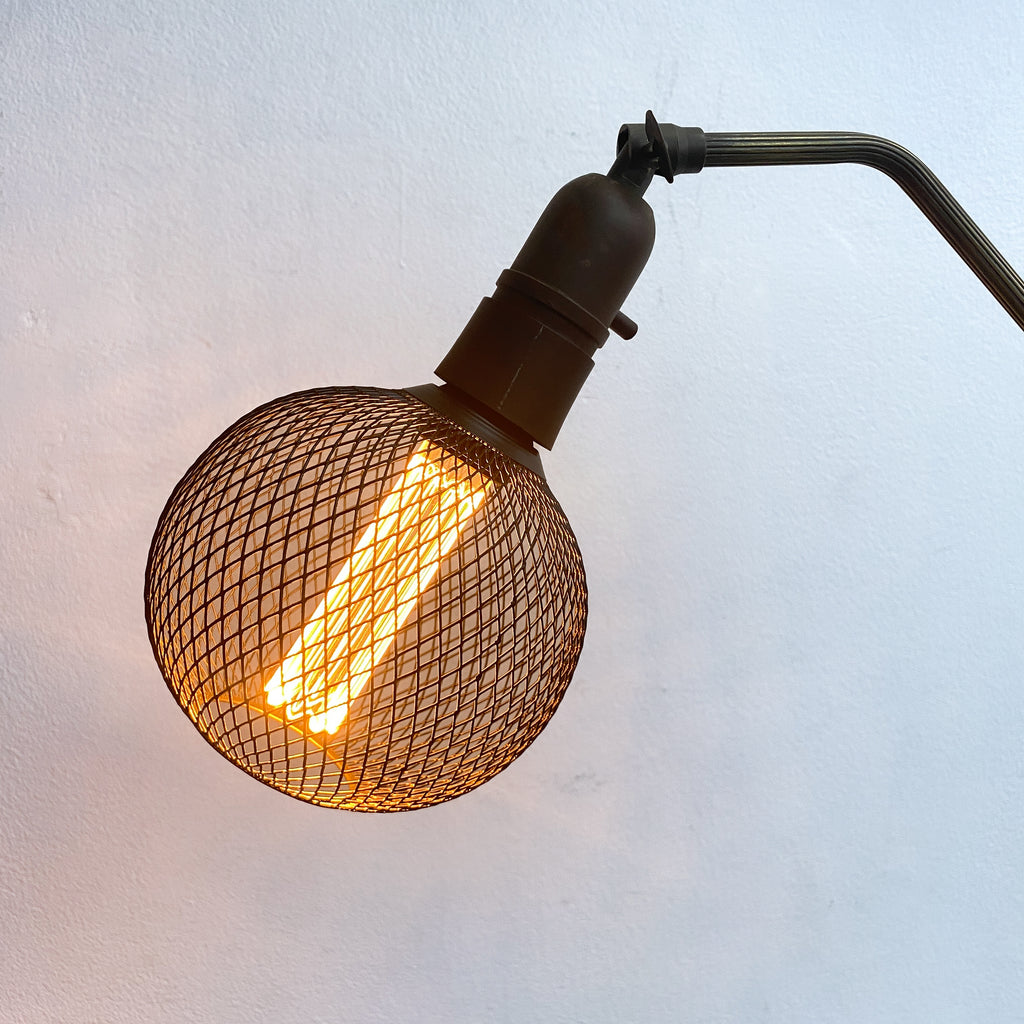 1950's Danish Standard Lamp With Grooved Brass Riser Original Bakelite Fittings