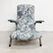 1950's Reupholstered Grasshopper Steel Frame Armchair