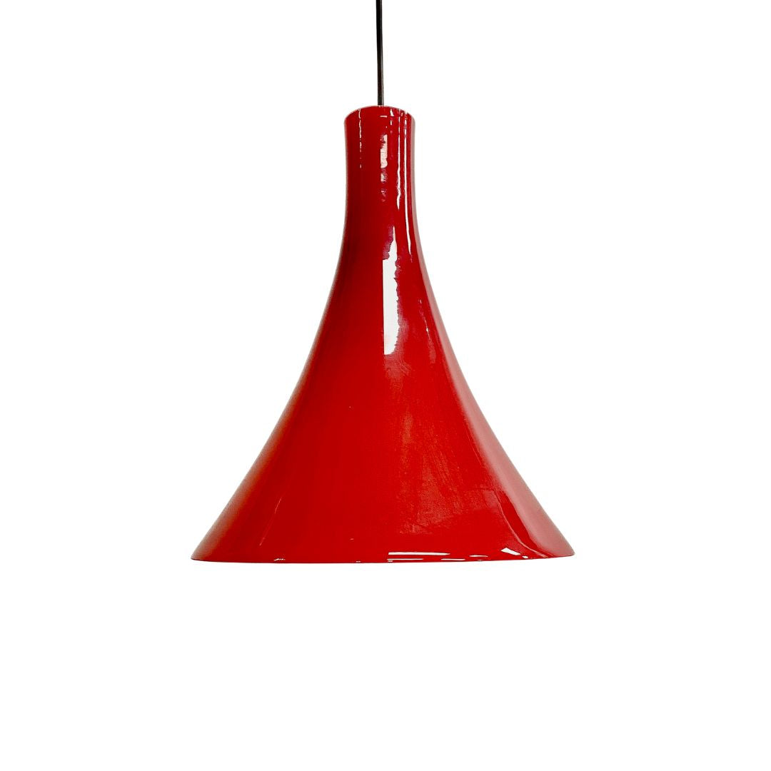 1960's German Designed Red Hand Blown Glass Pendent Light