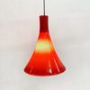 1960's German Designed Red Hand Blown Glass Pendent Light