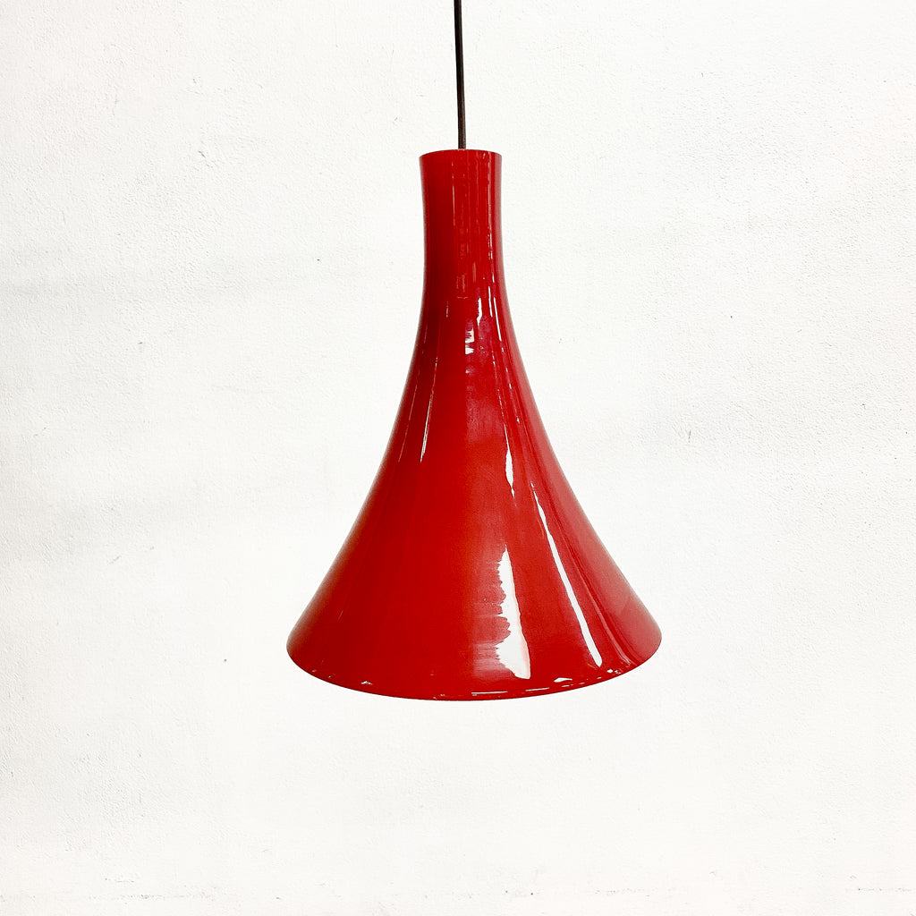 1960's German Designed Red Hand Blown Glass Pendent Light