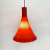 1960's German Designed Red Hand Blown Glass Pendent Light