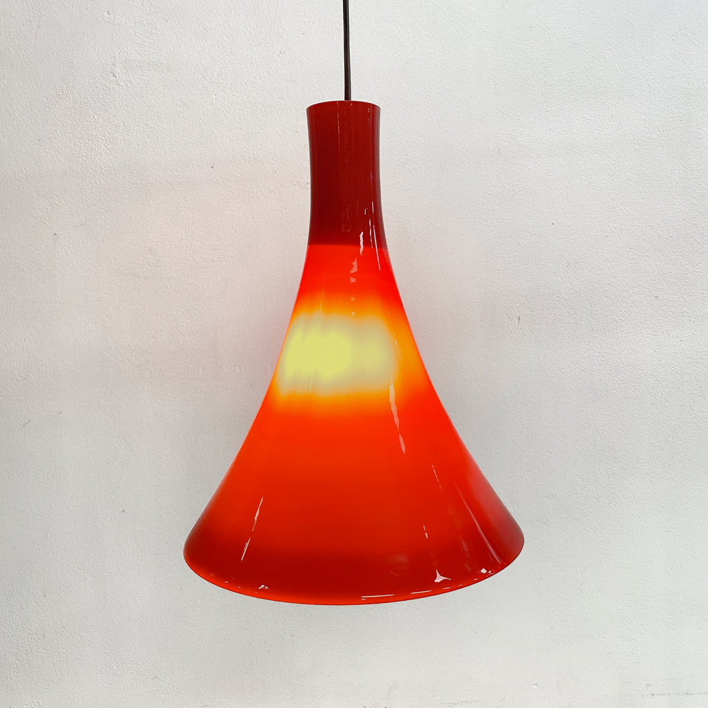 1960's German Designed Red Hand Blown Glass Pendent Light