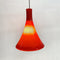 1960's German Designed Red Hand Blown Glass Pendent Light