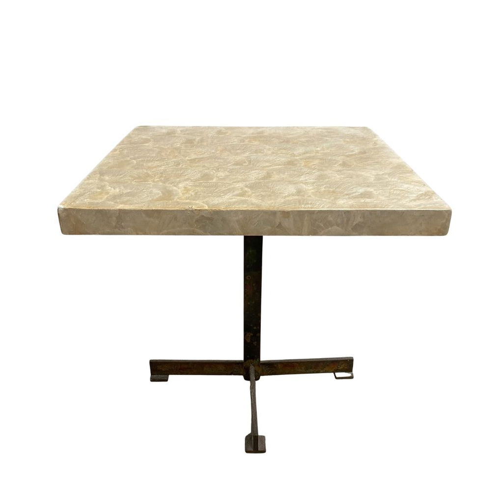 1960's Mid Century Custom Made Capiz Shell & Brass Side Table