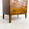 1960's Mid Century Danish Walnut Finish Chest Of Drawers With Brass Handles