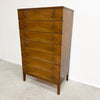 1960's Mid Century Danish Walnut Finish Chest Of Drawers With Brass Handles