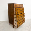 1960's Mid Century Danish Walnut Finish Chest Of Drawers With Brass Handles