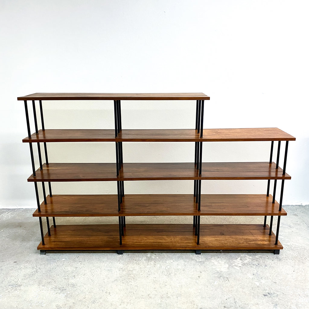 1960's Mid Century Solid Teak Laranda Three Bay Stepped Open Shelves