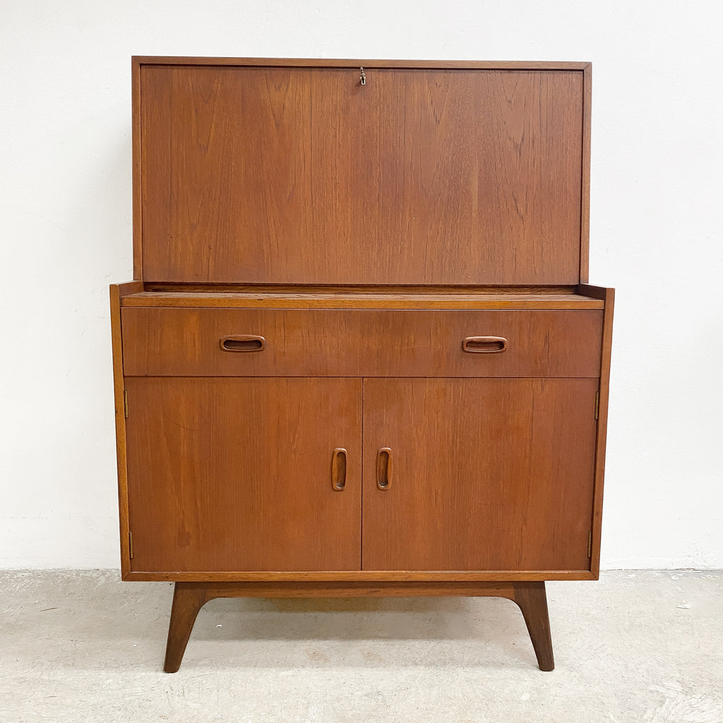1960's Retro Noblett Drop Front Teak Writing Bureau Desk