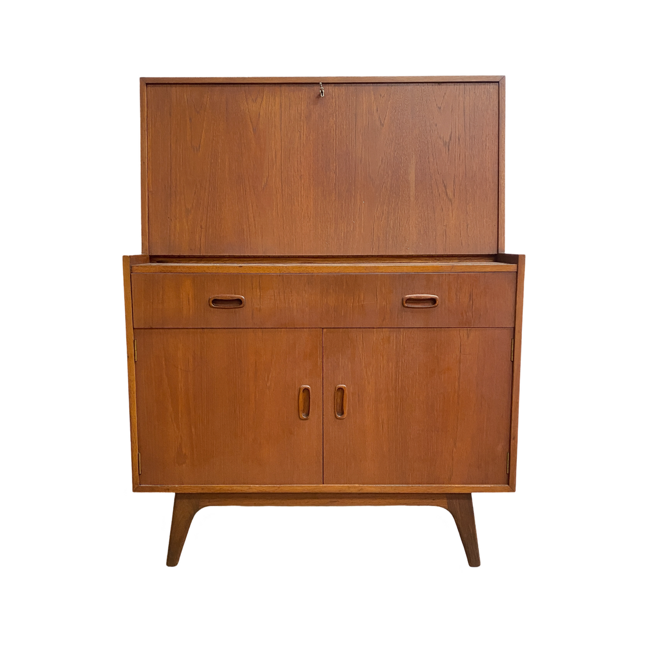 1960's Retro Noblett Drop Front Teak Writing Bureau Desk