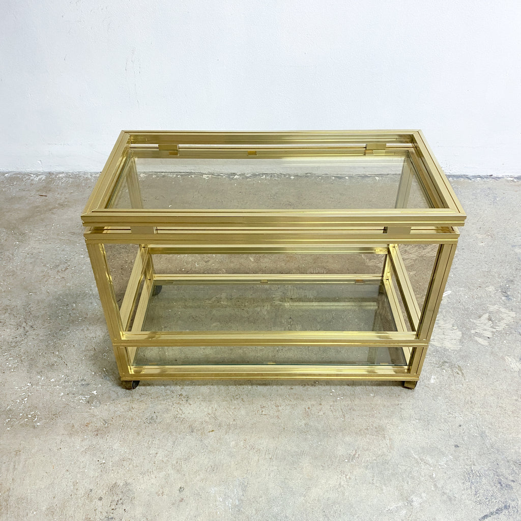 1970's Hollywood Regency Style Gold Drinks Trolley Or Side Table By Pierre Vandel Paris