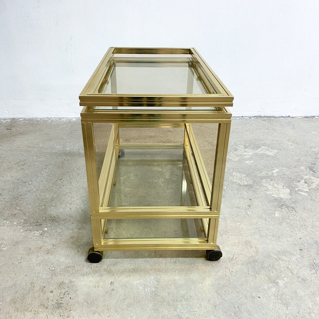 1970's Hollywood Regency Style Gold Drinks Trolley Or Side Table By Pierre Vandel Paris