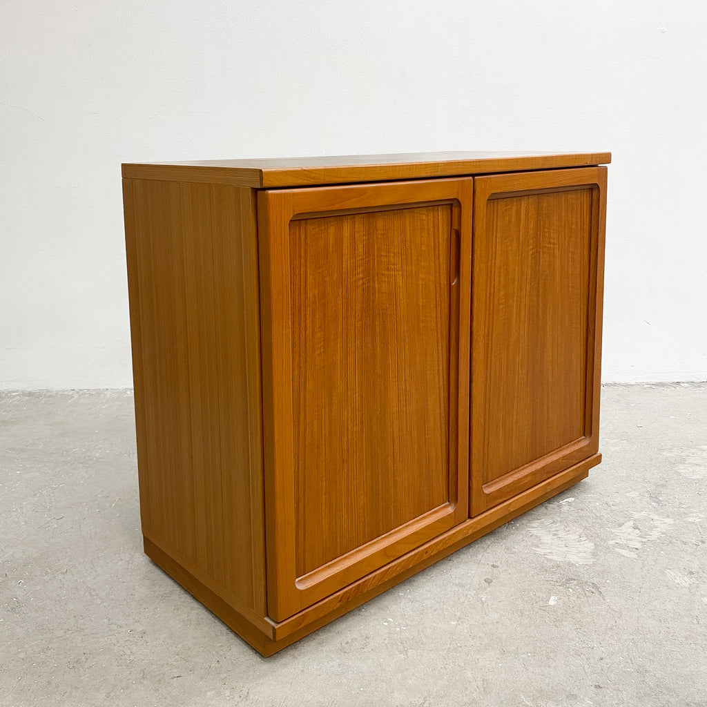 1980s Parker Teak 2 Door Compact Cabinet with Original Sticker