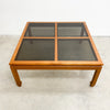 1980s Parker Teak Smokey Glass Square Coffee Table