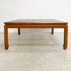 1980s Parker Teak Smokey Glass Square Coffee Table