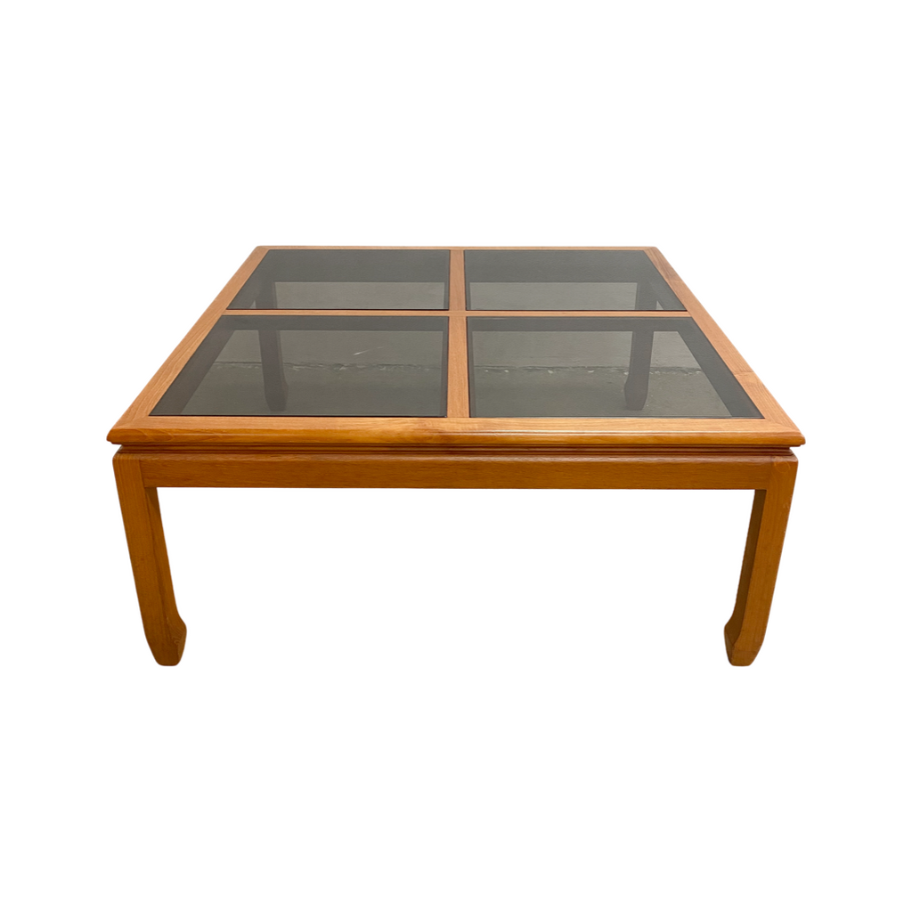 1980s Parker Teak Smoke Glass Square Coffee Table– The Design Ark