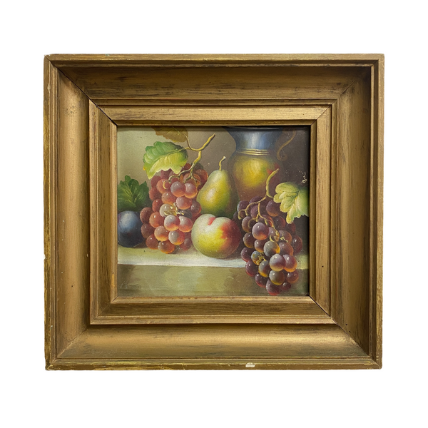 20th Century Painting Acrylic On Canvas Still Life Grapes *