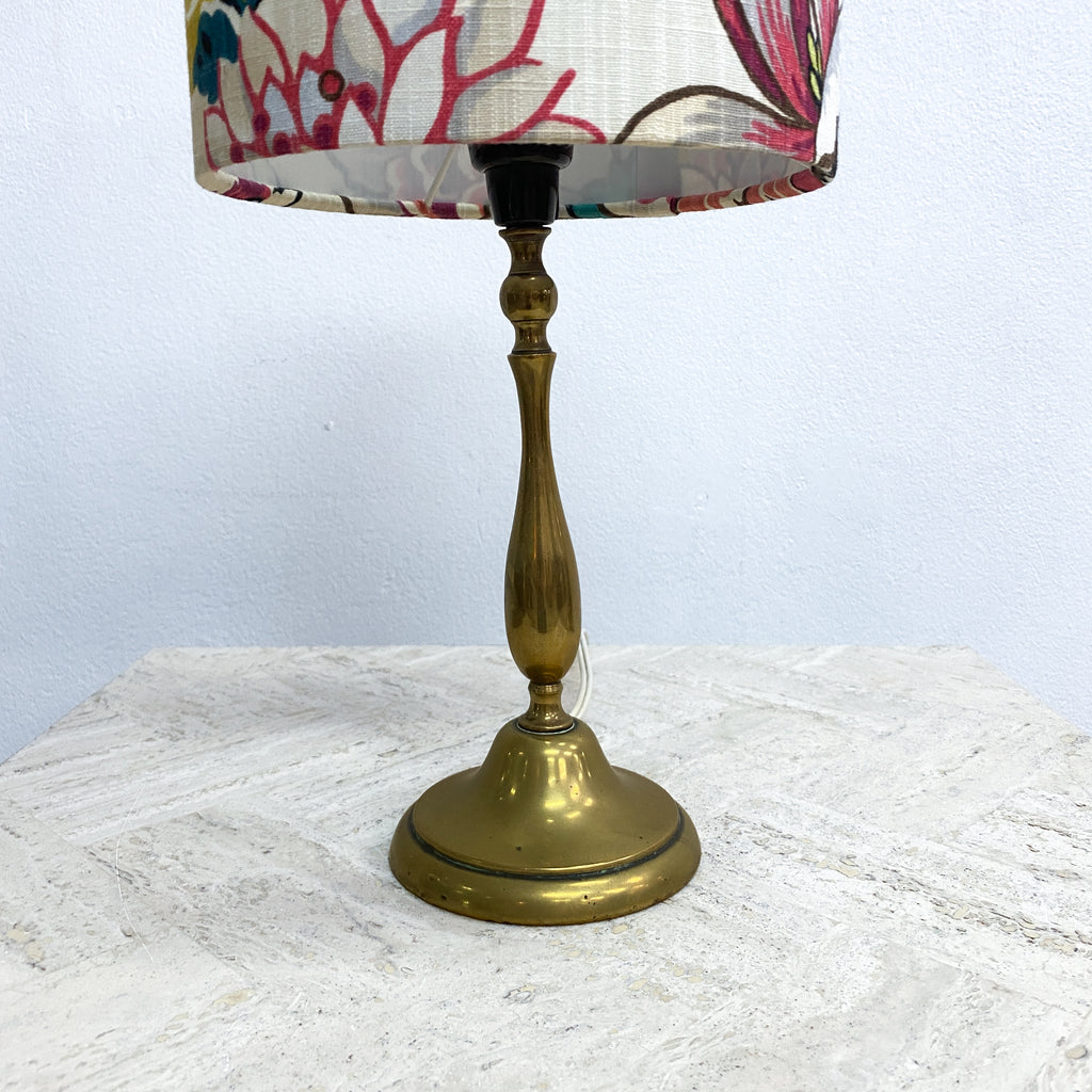 Early 20th Century Brass Table Lamp with Custom Shade