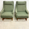 Pair Of Rare Mid Century Parker Teak Sleigh Based Armchairs 1960s