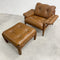 Mid Century Brazilian Rosewood And Leather Armchair and Footstool