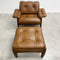 Mid Century Brazilian Rosewood And Leather Armchair and Footstool