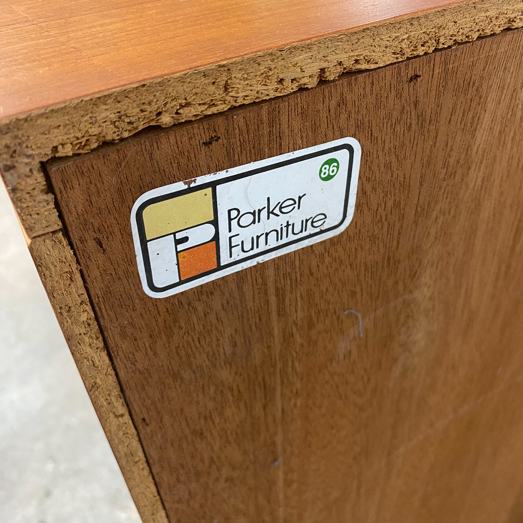 Vintage Parker Teak Compact Bookshelf Cabinet Original Sticker