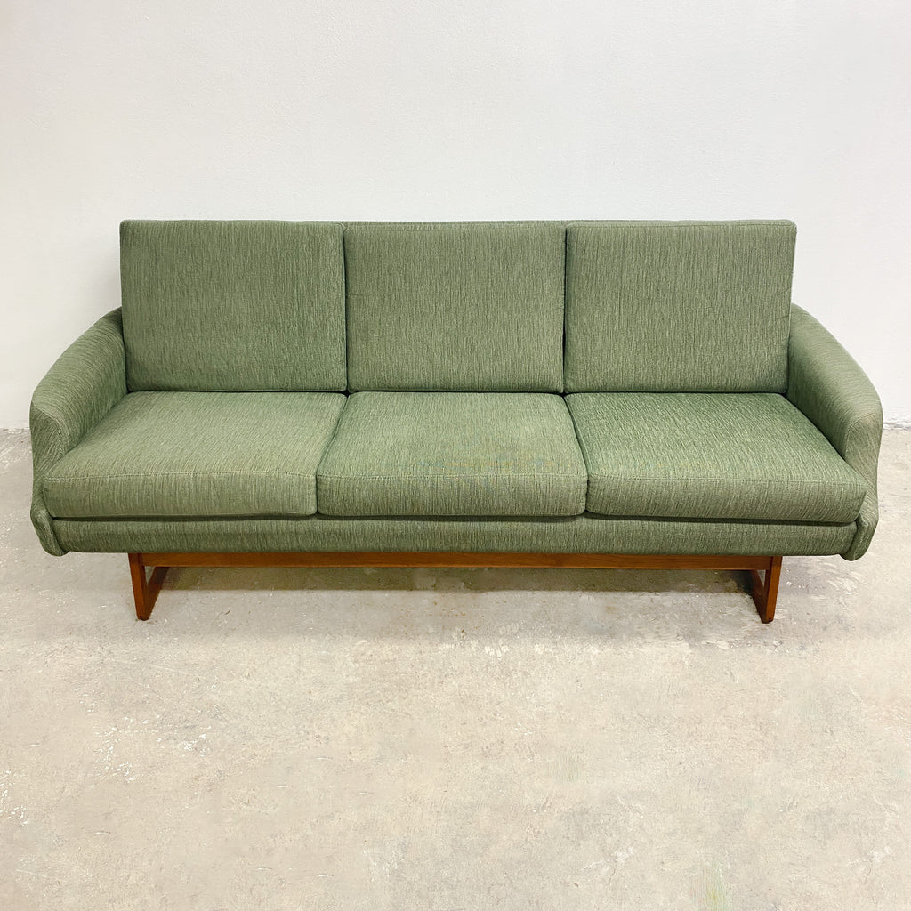 Mid Century Parker Teak Sleigh Base 3 Seater Lounge