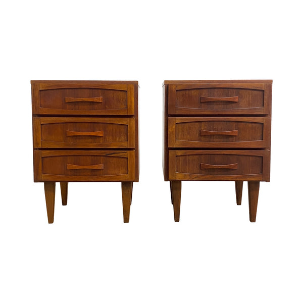 Pair Of Mid Century 1960s Burgess 3 Drawer Bedside Tables