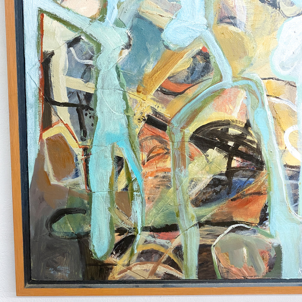 Abstract Impressionist Oil On Canvas Circa 60's 70's 