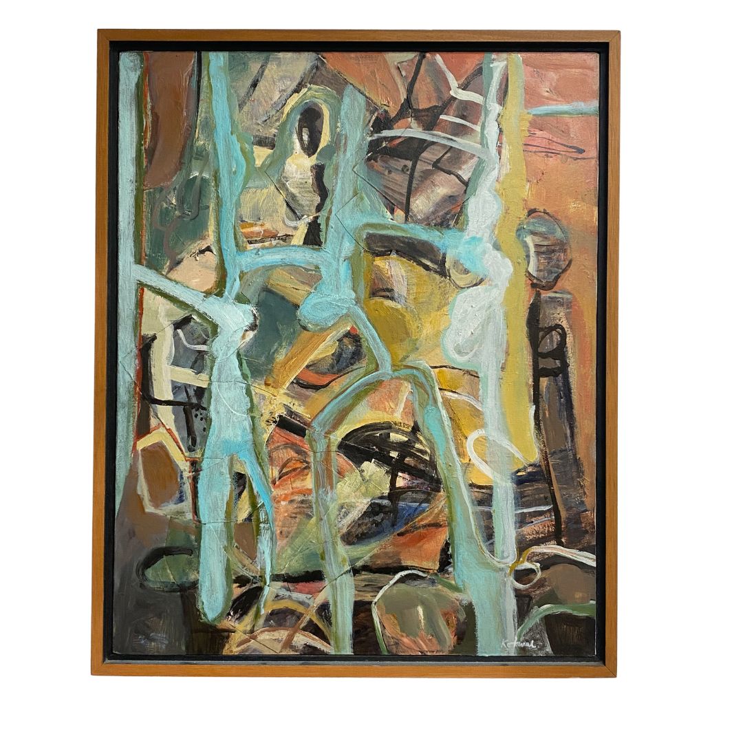 Abstract Impressionist Oil On Canvas Circa 60's 70's 