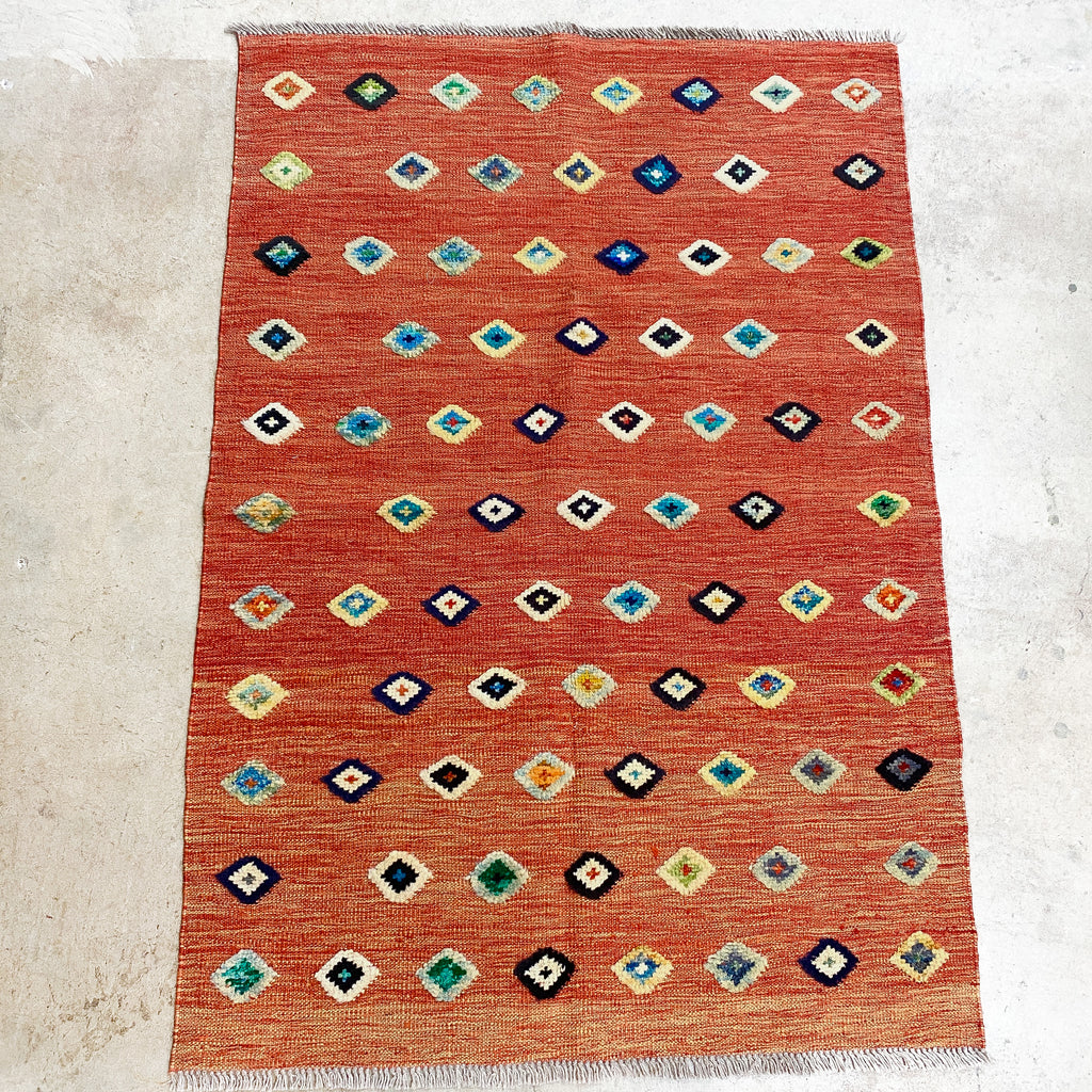 Afghani Kilim Handwoven Orange Wool Rug