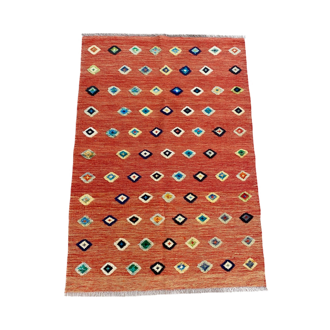 Afghani Kilim Handwoven Orange Wool Rug