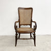 Antique Armchair With Hand Woven Rattan Cane Seat And Back